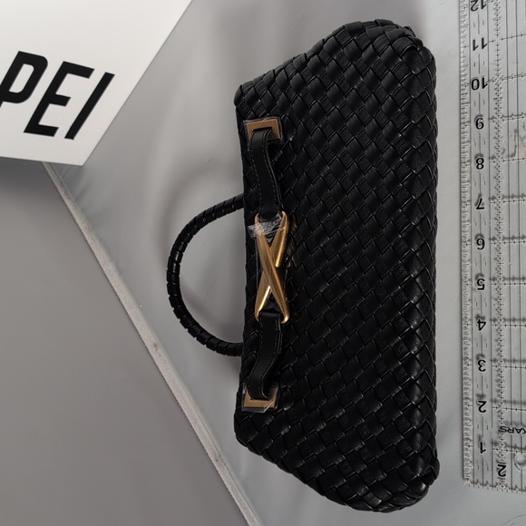 JW PEI Black Woven Elora Tote Bag Purse - Picture 7 of 13